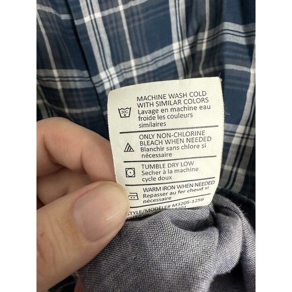 VINCE Mens Button Front Blue Plaid Long Sleeve 100% Cotton Shirt Top Sz Large - Picture 6 of 7